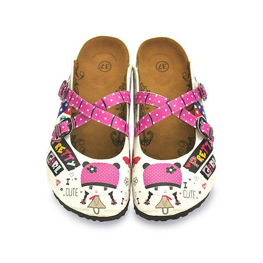 Pink & White Pretty Girl Clogs WCAL130 (737673052256)