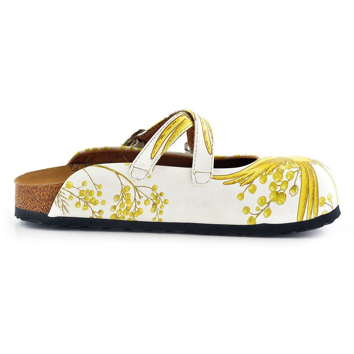 Yellow & White Bird Cross-Strap Clogs WCAL135 (737672691808)