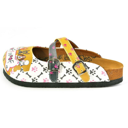 Yellow & White I Love Dogs Crisscross Clogs WCAL149 (737671118944)