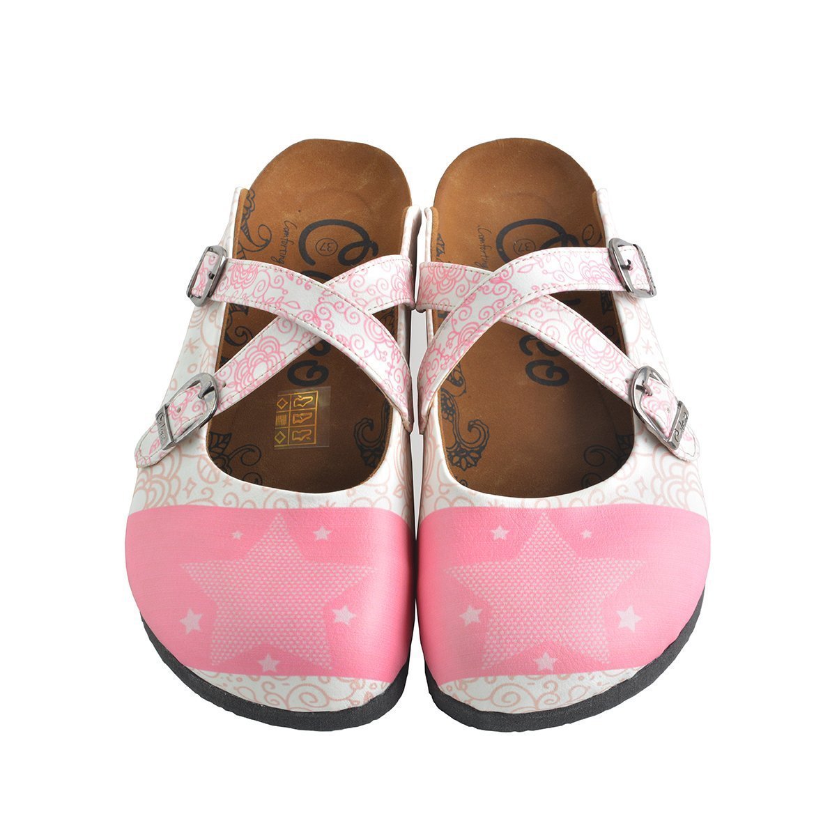 Pink & White Star Clogs WCAL154 (737671053408)