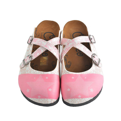 Pink & White Star Clogs WCAL154 (737671053408)
