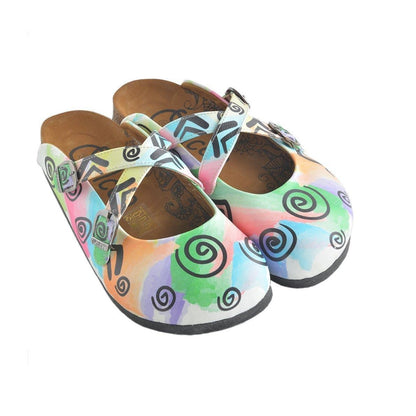 White & Green Swirl Clogs WCAL156 (737670955104)