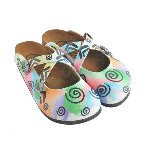 White & Green Swirl Clogs WCAL156 (737670955104)