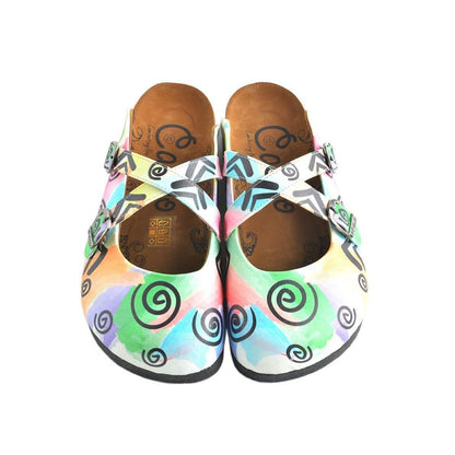 White & Green Swirl Clogs WCAL156 (737670955104)