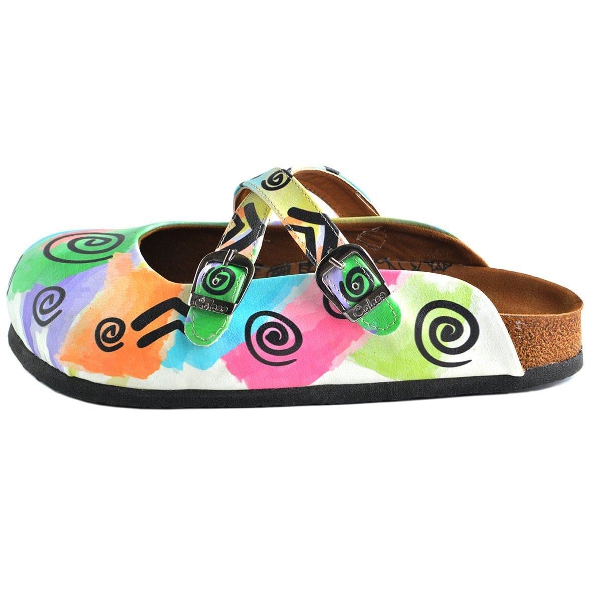 White & Green Swirl Clogs WCAL156 (737670955104)