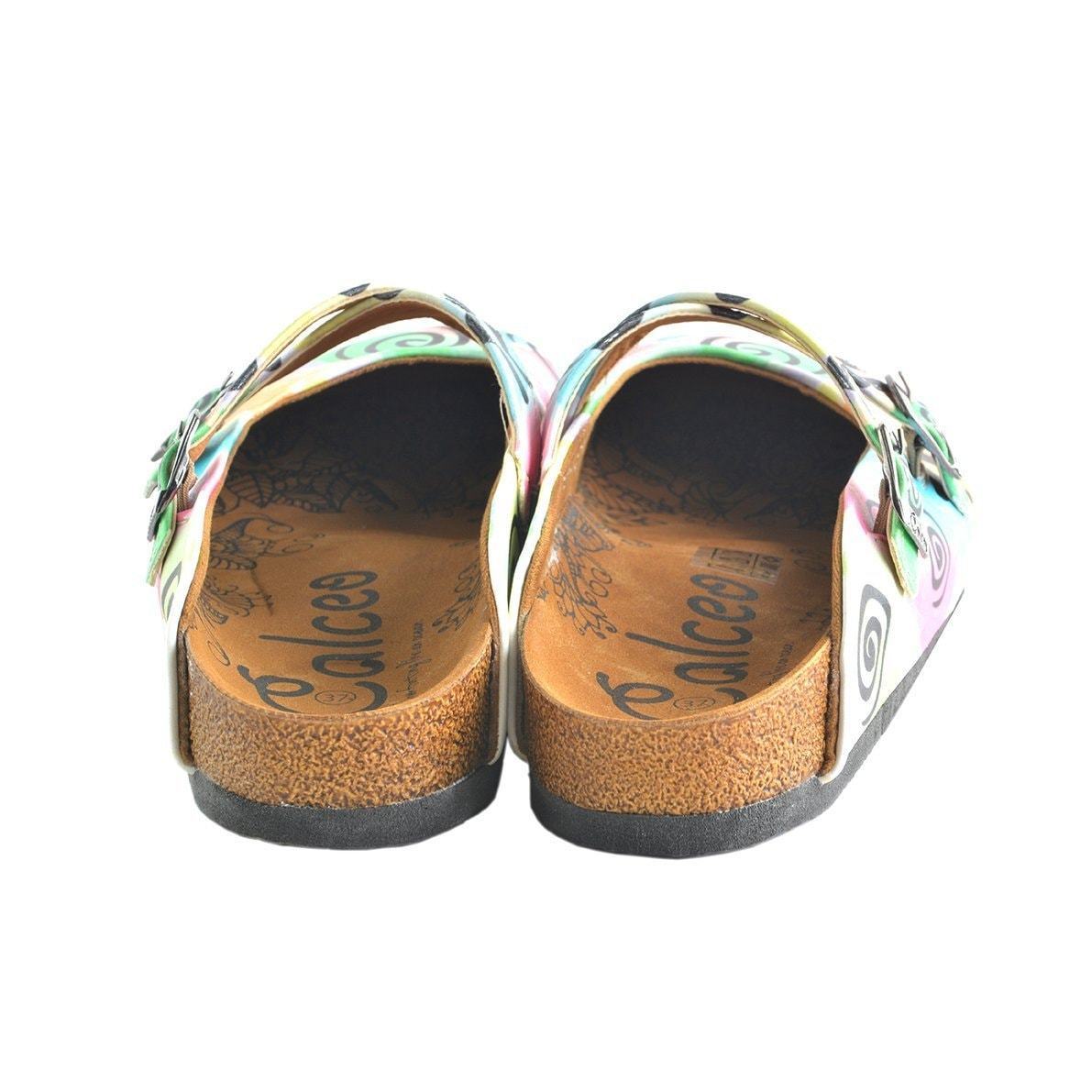 White & Green Swirl Clogs WCAL156 (737670955104)