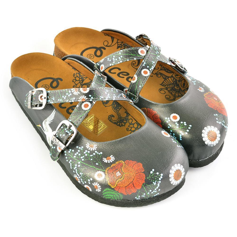 Black & Red Floral Crisscross Clogs WCAL165 (737756577888)