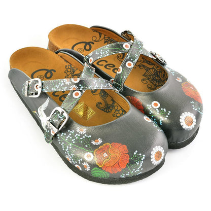 Black & Red Floral Crisscross Clogs WCAL165 (737756577888)