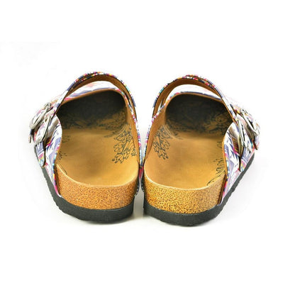 Pink & White Geometric Crisscross Clogs WCAL166 (774936985696)