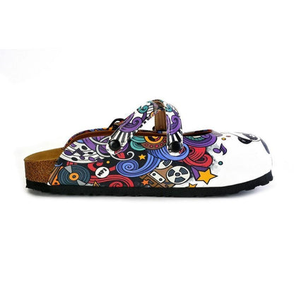 Colorful Moving and Mixed Patterned and White Dancing Panda Patterned Clogs - WCAL176 (774938493024)