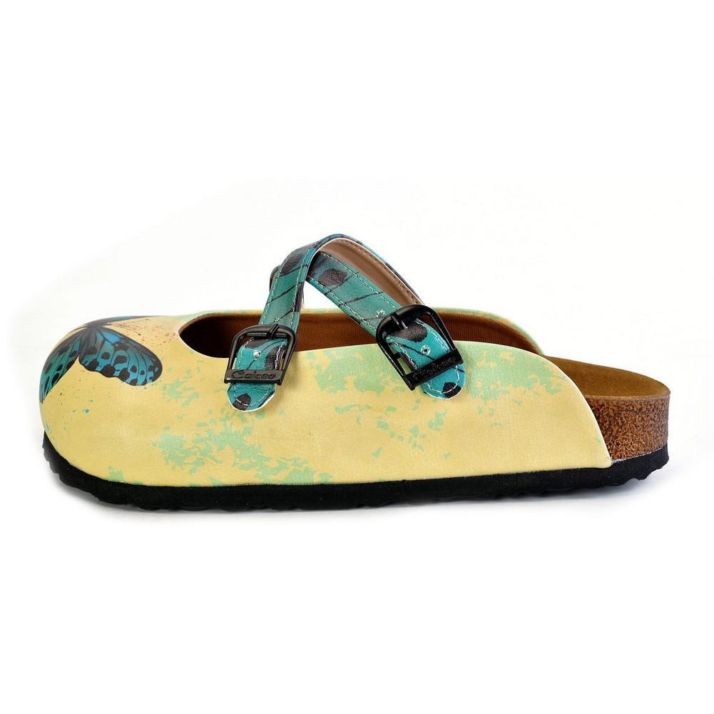 Yellow and Blue Colored Butterfly Patterned Clogs - WCAL178 (774938558560)