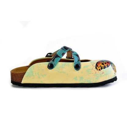 Yellow and Blue Colored Butterfly Patterned Clogs - WCAL178 (774938558560)