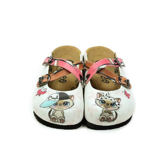 Cream & Pink Cat Crisscross-Strap Clogs - WCAL3212