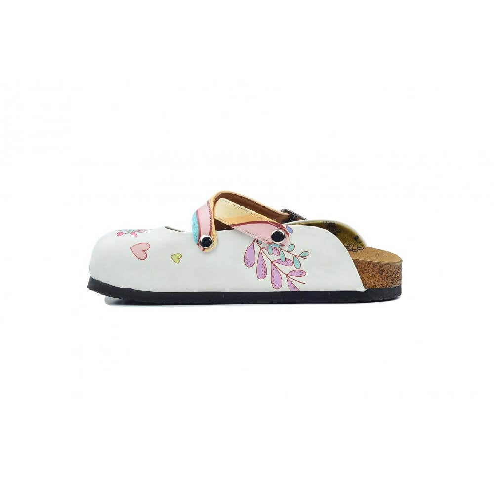 White & Pink Unicorn Clogs - WCAL3231