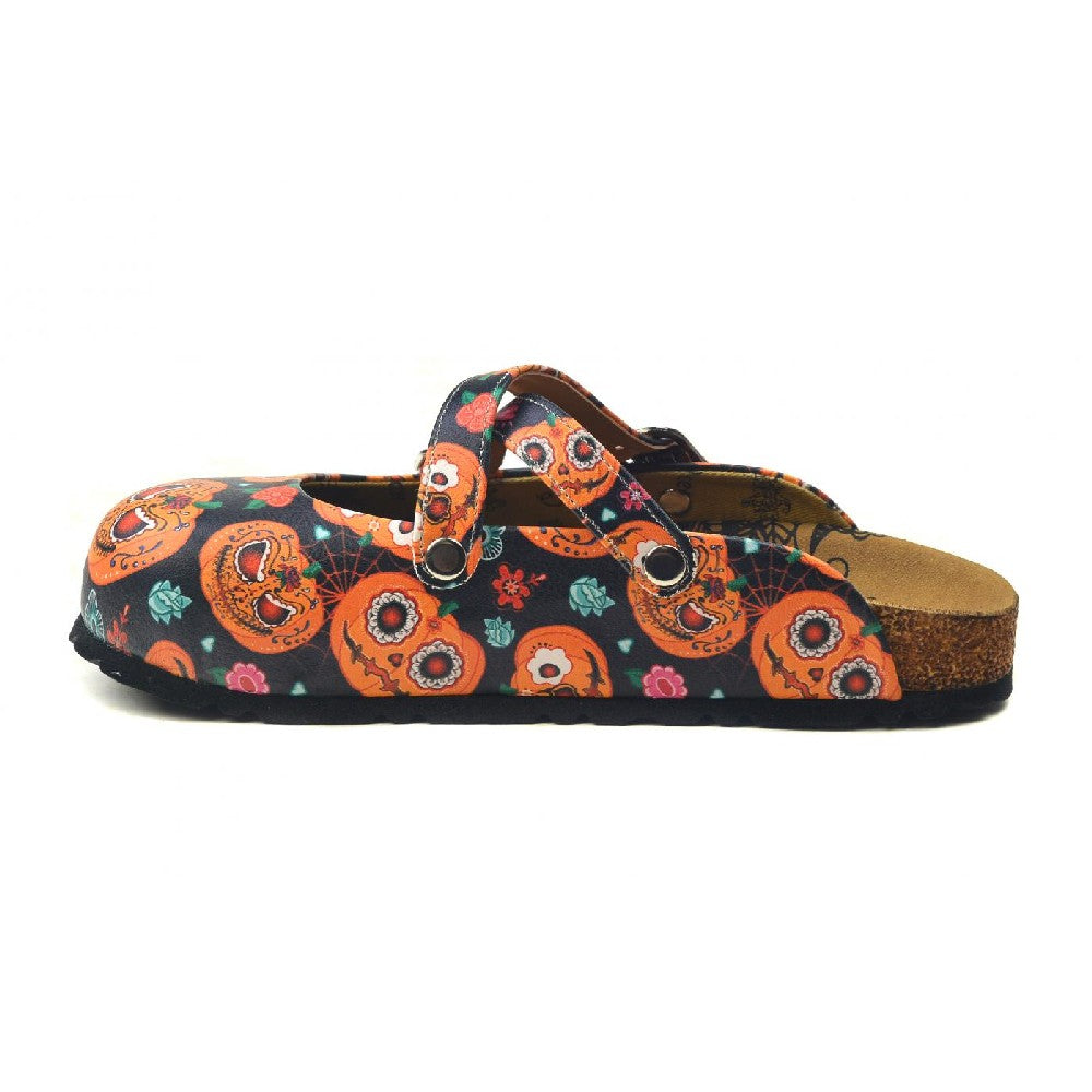 Orange & Black Jack-O-Lantern & Cat Clogs - WCAL3238