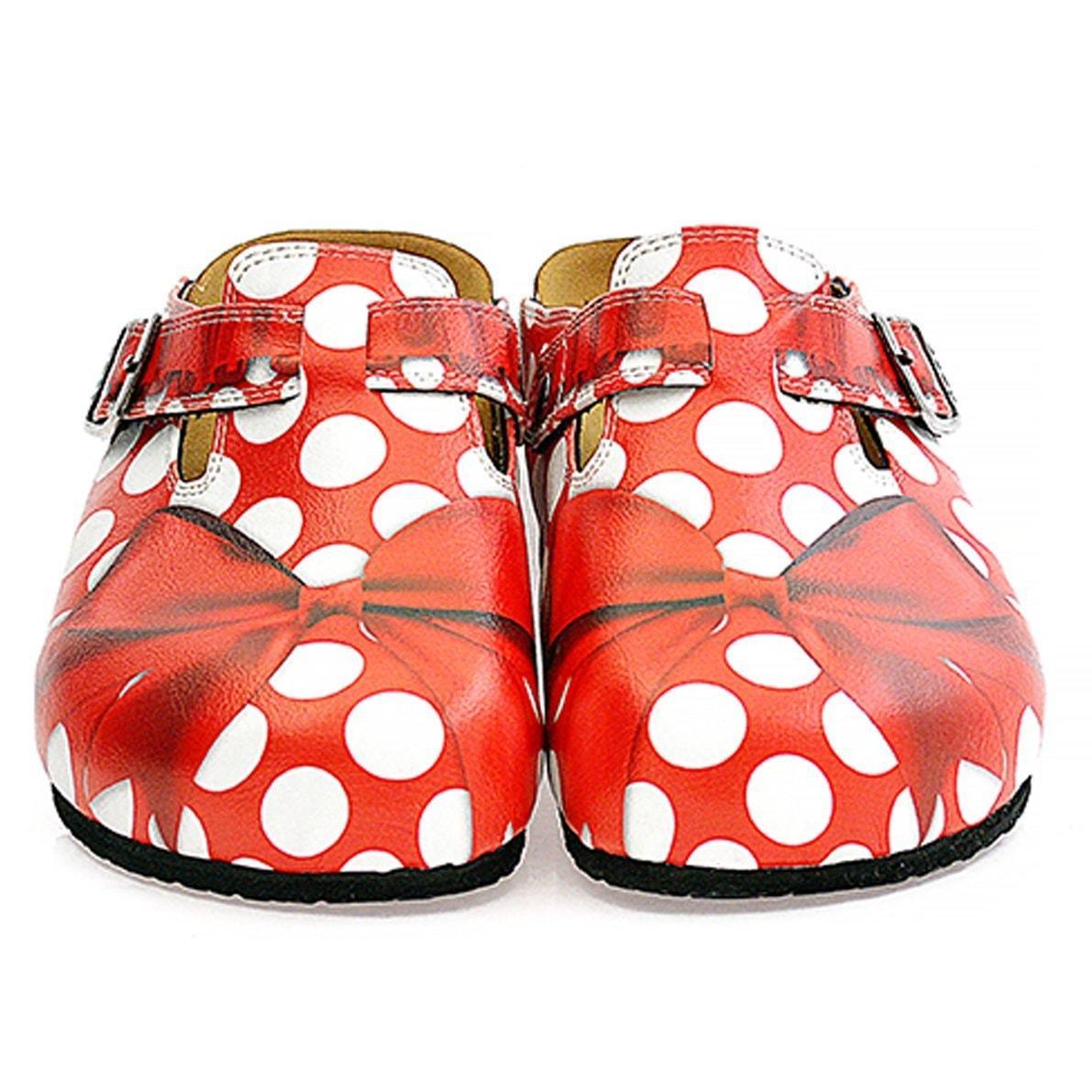 Red Polka Dot Bow Clogs WCAL328 (737670725728)
