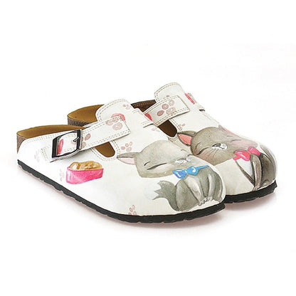 White & Gray Kitty Clogs WCAL330 (737670660192)