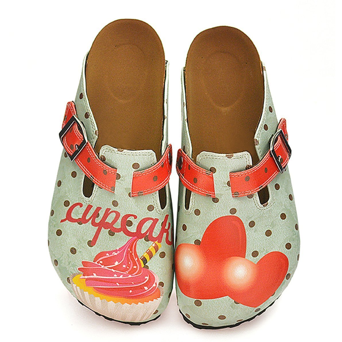 Light Blue & Red Cupcake Clogs WCAL331 (737670627424)
