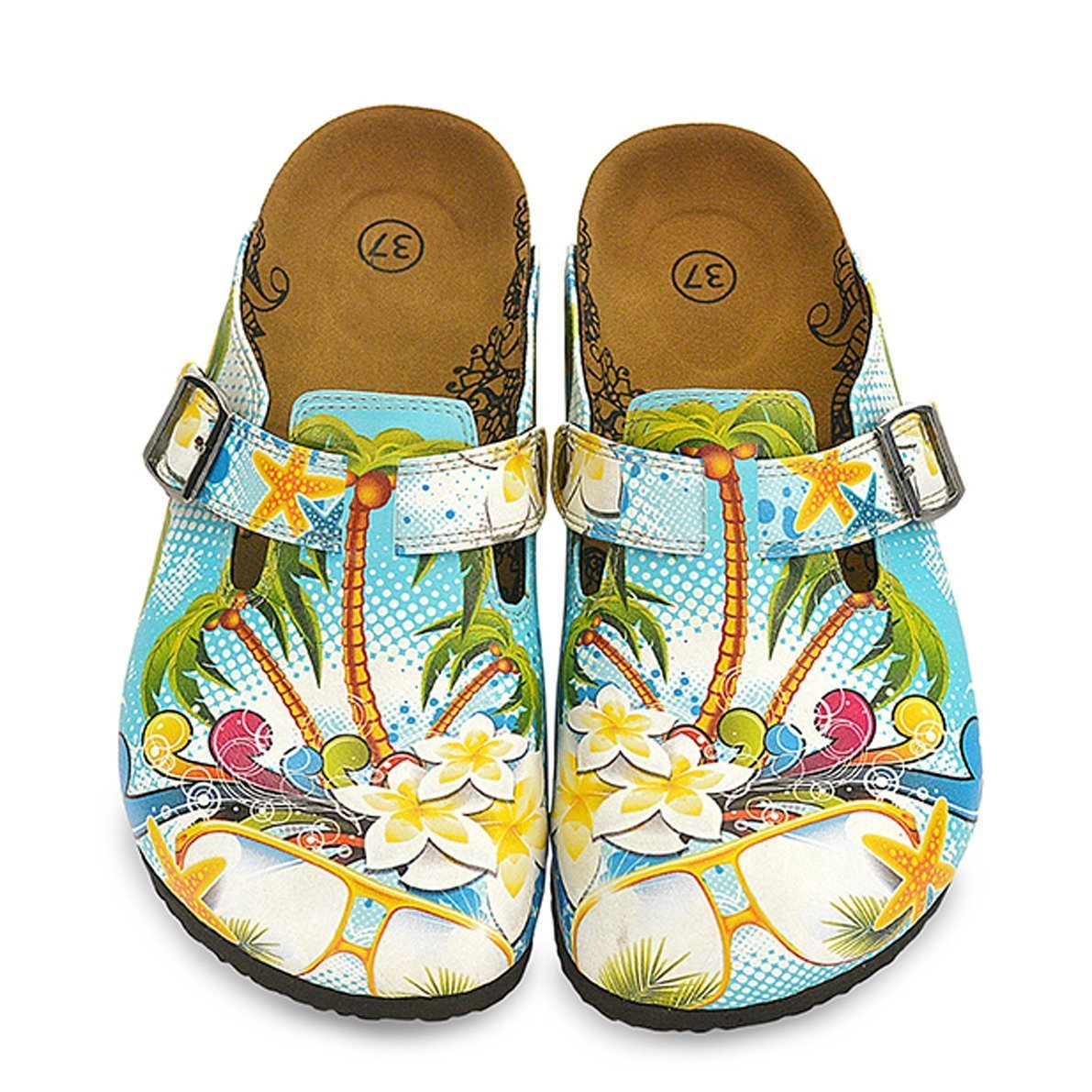 Blue & Yellow Tropical Clogs WCAL337 (737670561888)