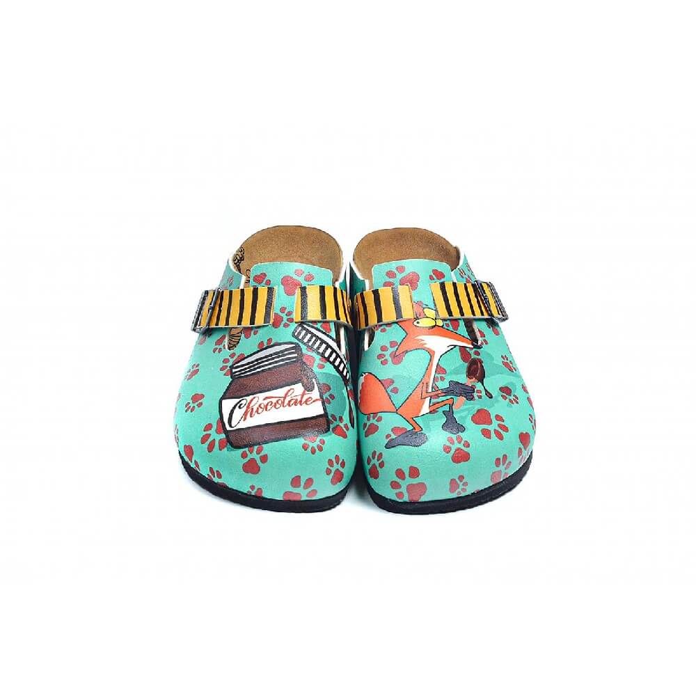 Blue & Yellow Paw & Fox Clogs - WCAL3434