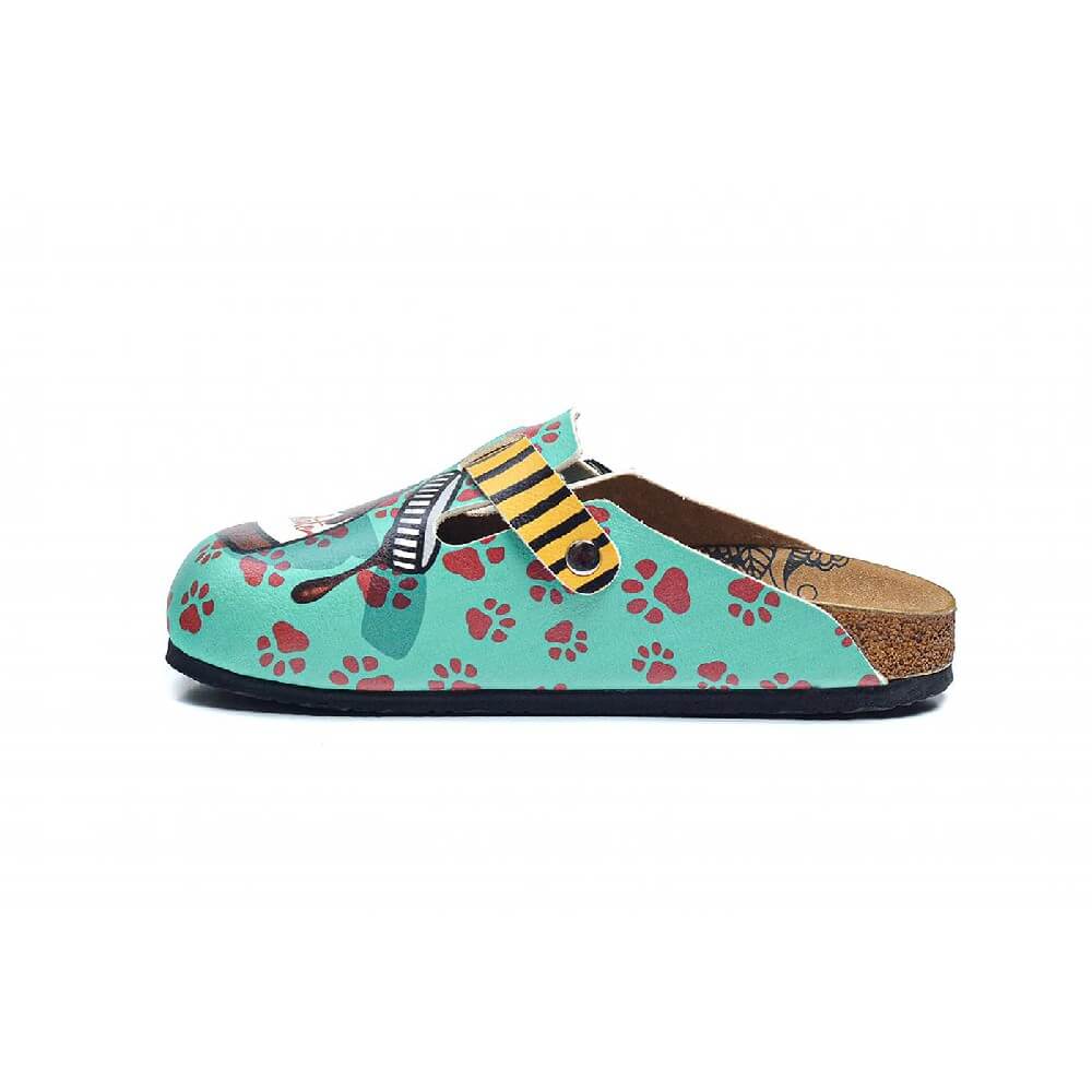 Blue & Yellow Paw & Fox Clogs - WCAL3434