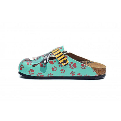 Blue & Yellow Paw & Fox Clogs - WCAL3434