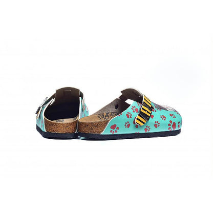 Blue & Yellow Paw & Fox Clogs - WCAL3434