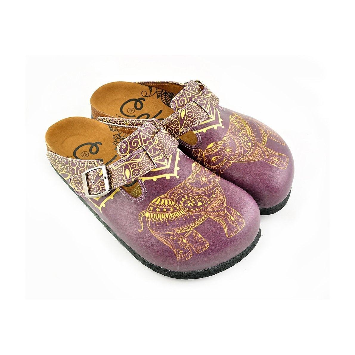 Purple & Yellow Elephant Clogs WCAL345 (737670266976)