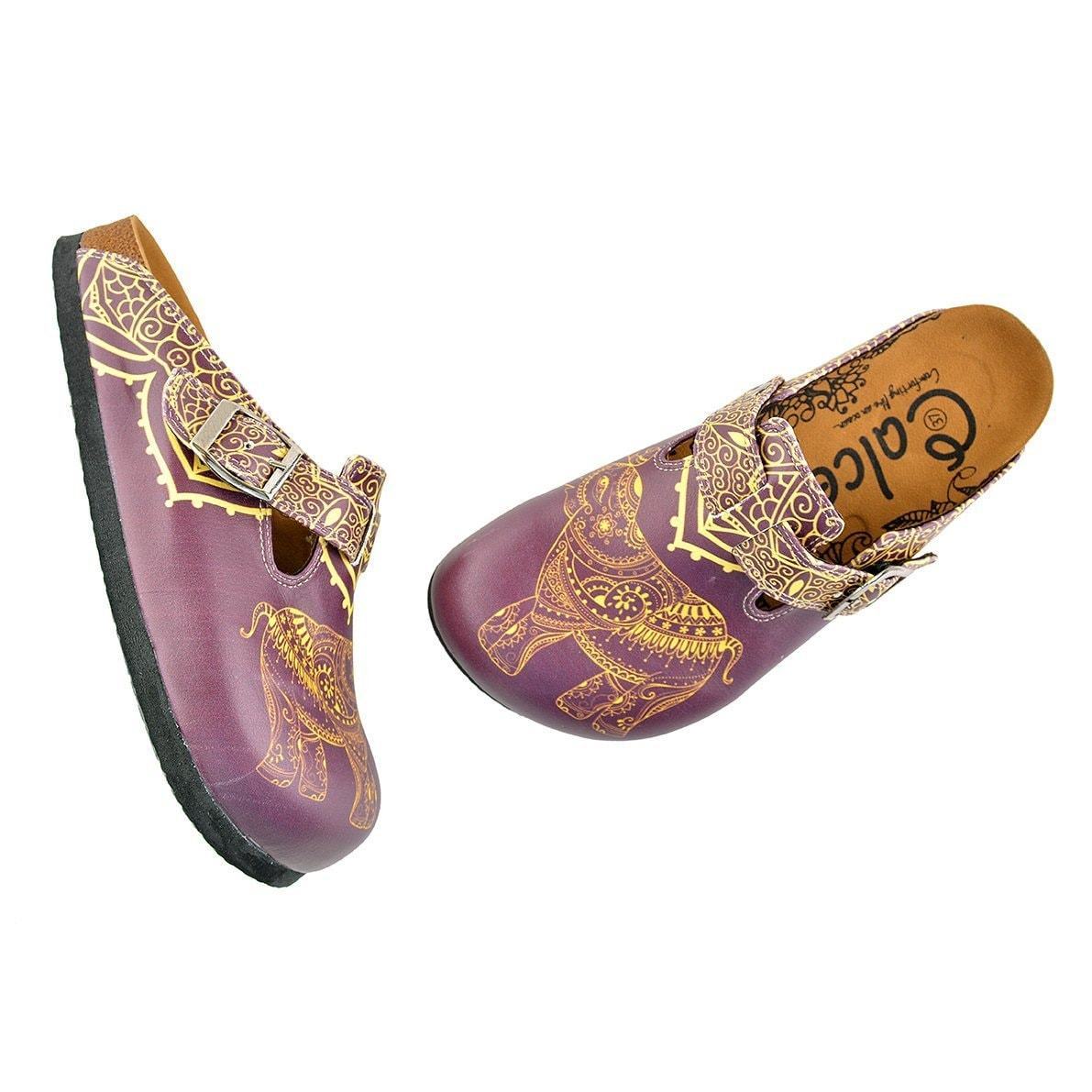 Purple & Yellow Elephant Clogs WCAL345 (737670266976)
