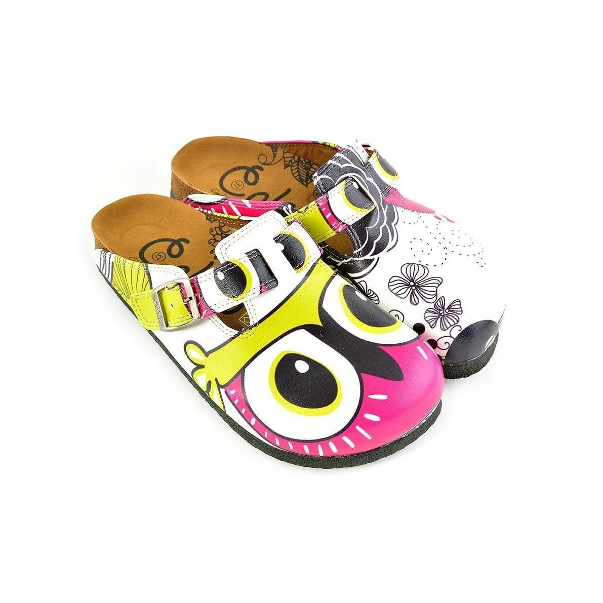 Pink & White Eyes Clogs WCAL351 (737670135904)