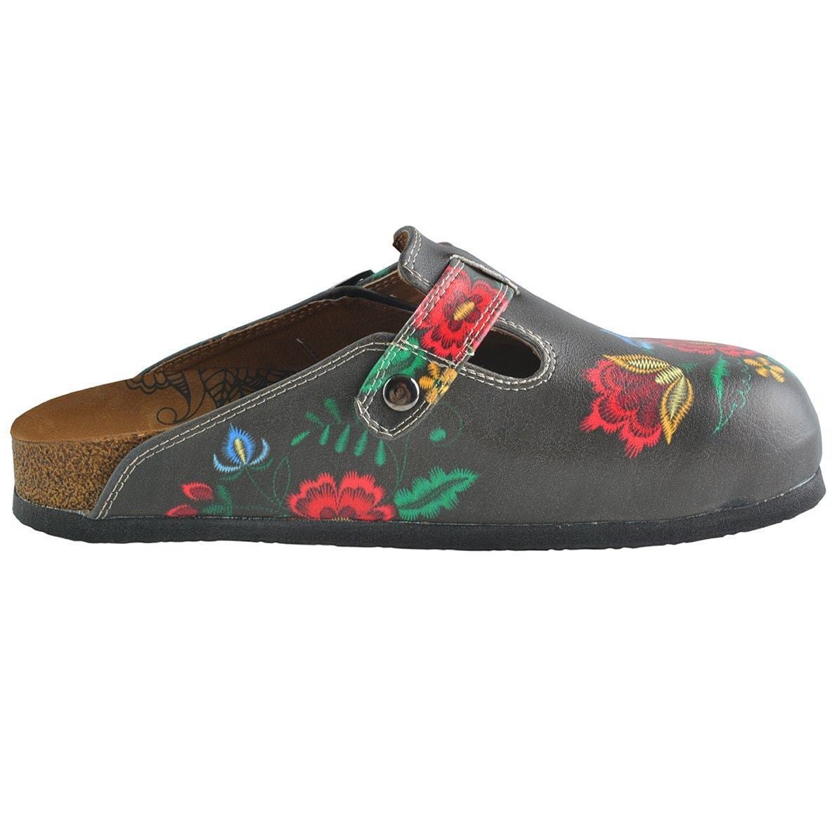 Gray & Red Floral Clogs WCAL355 (737670103136)