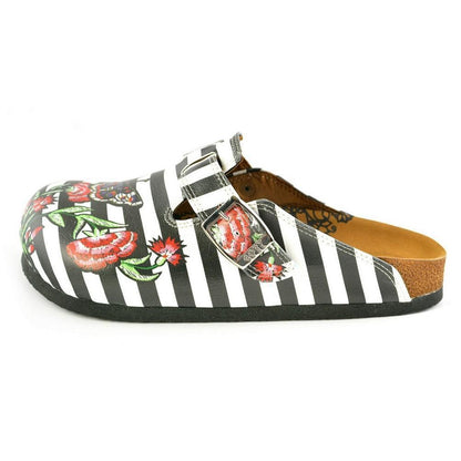 Black & White Stripe Butterfly Clogs WCAL363 (774939082848)
