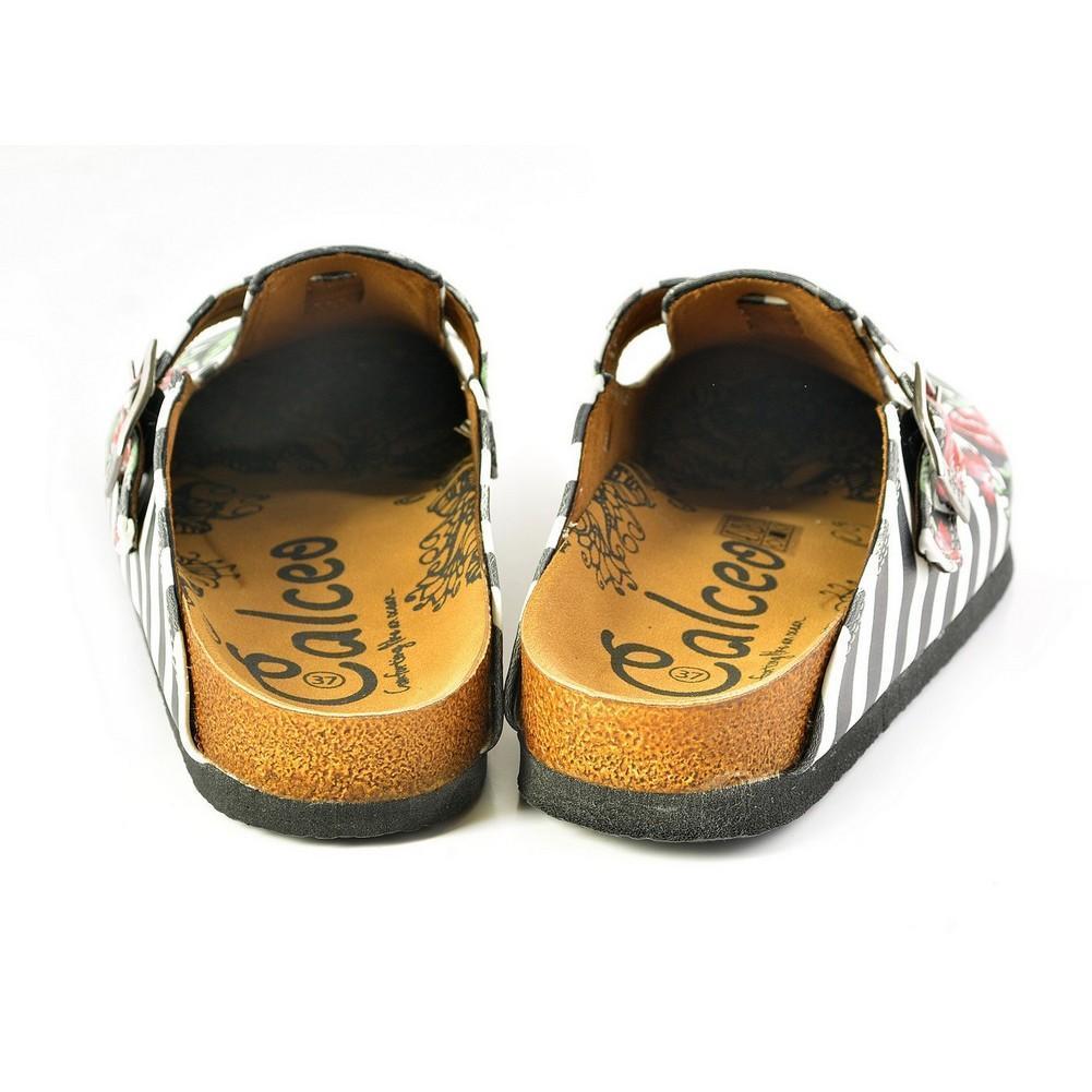 Black & White Stripe Butterfly Clogs WCAL363 (774939082848)