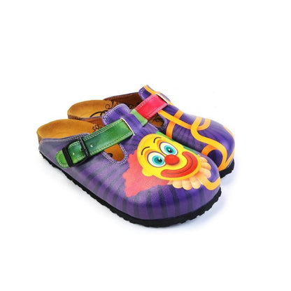 Green, Purple and Red Colored Patterned and Yellow Clown Patterned Clogs - WCAL365 (774939410528)