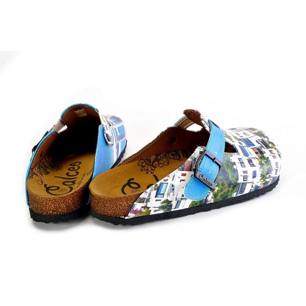 Blue and White Colored, Home Patterned Clogs - WCAL367 (774939705440)