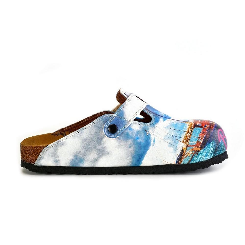 Green and Pink Colored and Flowered, Welcome Bodrum Written Patterned Clogs - WCAL368 (774939869280)