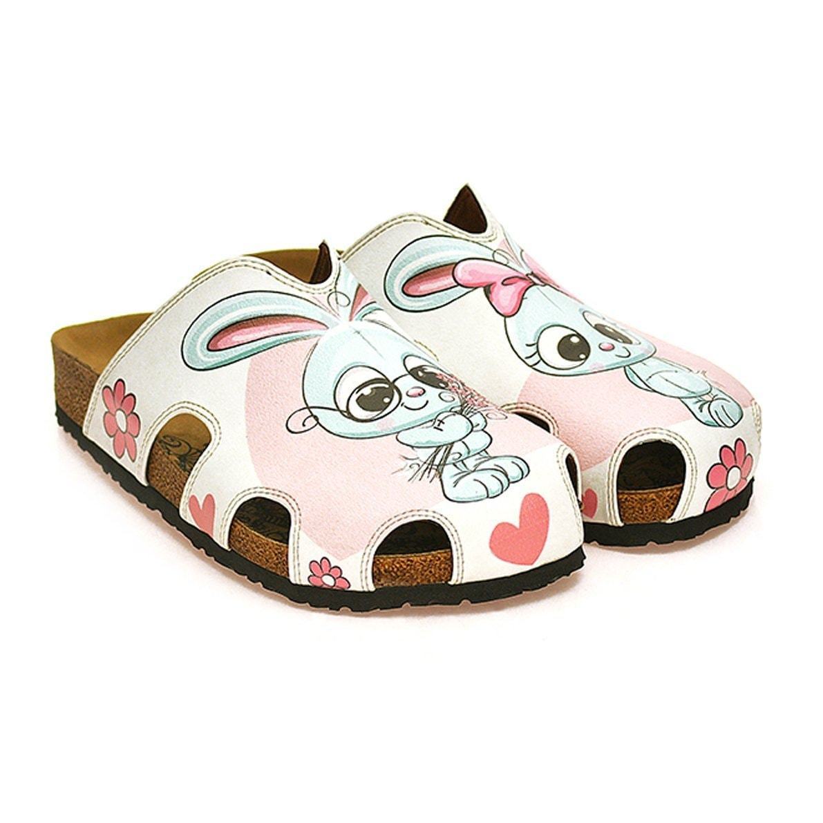 Pink & Gray Bunny Love Clogs WCAL601 (737670004832)