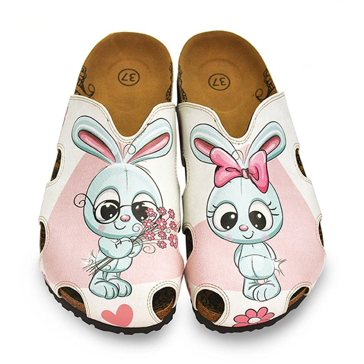 Pink & Gray Bunny Love Clogs WCAL601 (737670004832)