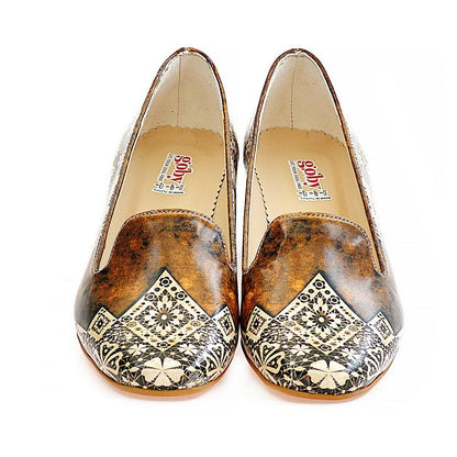 Brown Pattern Shoes Career Heel Shoes WDB101 (1421157302368)