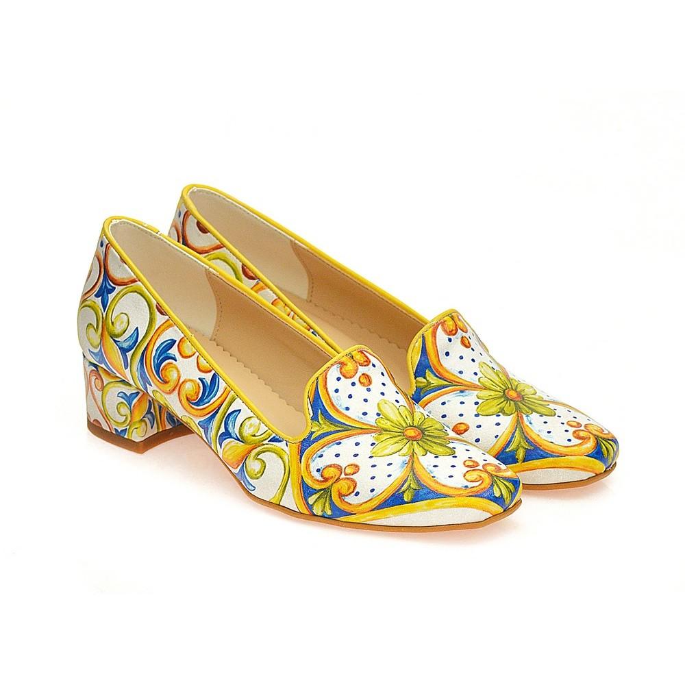 Pattern Flower Career Heel Shoes WDB106 (1421158219872)
