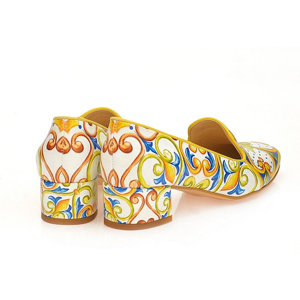 Pattern Flower Career Heel Shoes WDB106 (1421158219872)