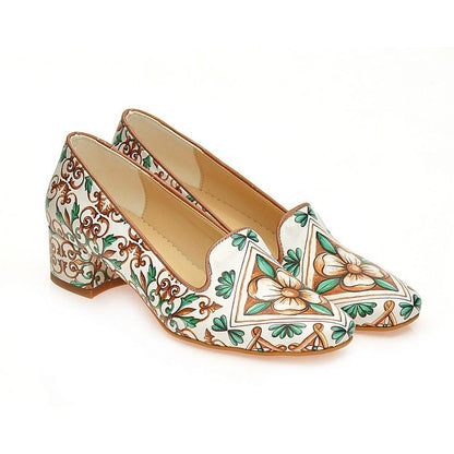 Pattern Flower Career Heel Shoes WDB107 (1421158350944)