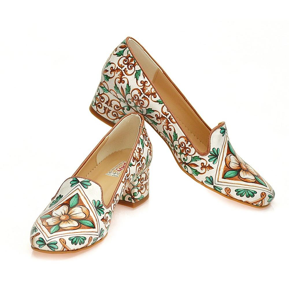 Pattern Flower Career Heel Shoes WDB107 (1421158350944)