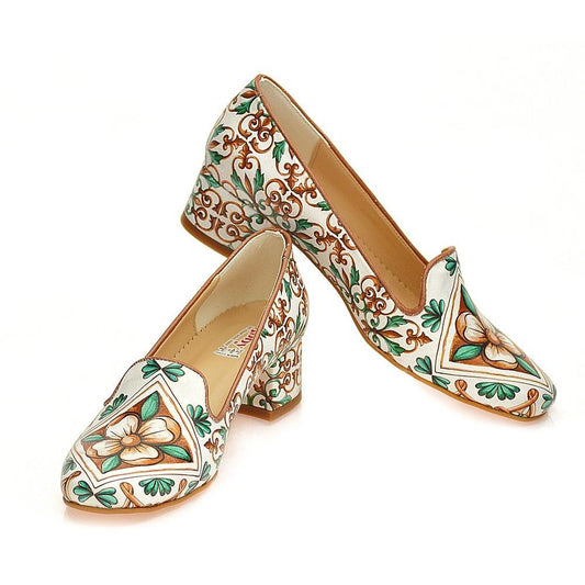 Pattern Flower Career Heel Shoes WDB107 (1421158350944)