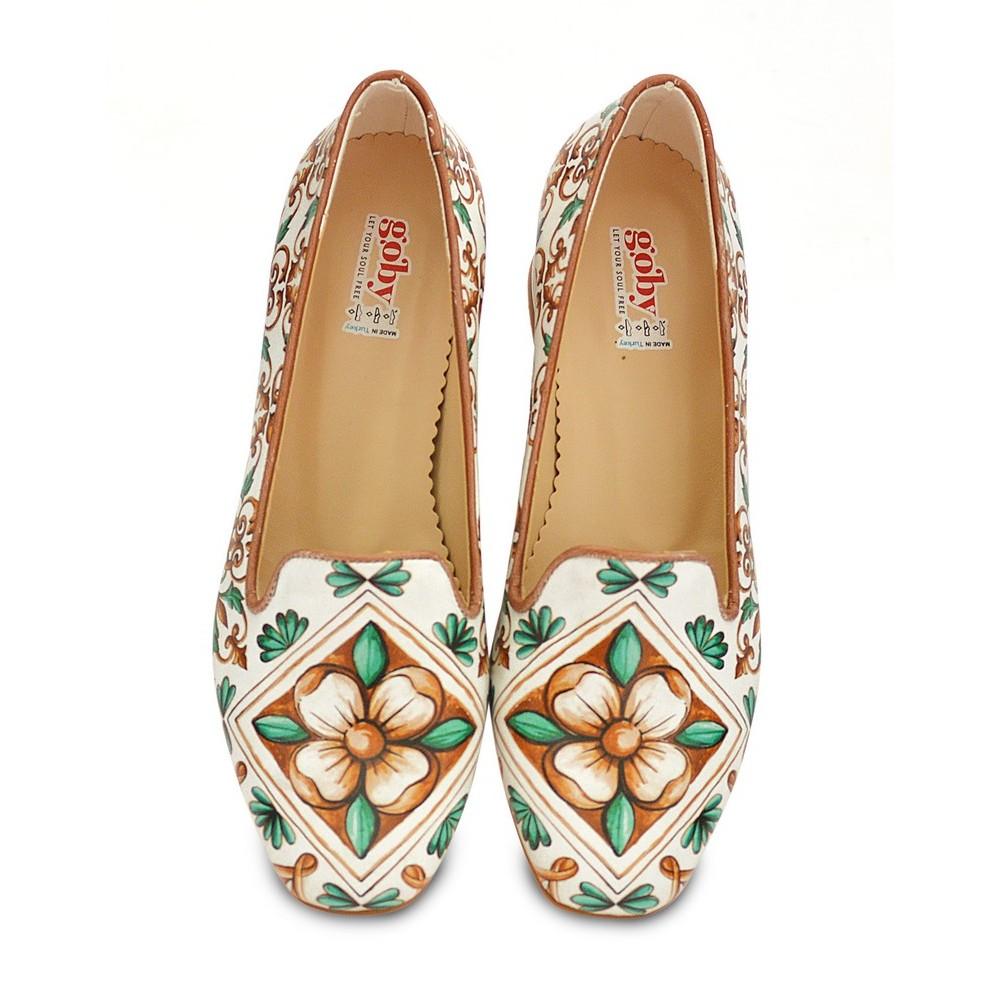 Pattern Flower Career Heel Shoes WDB107 (1421158350944)