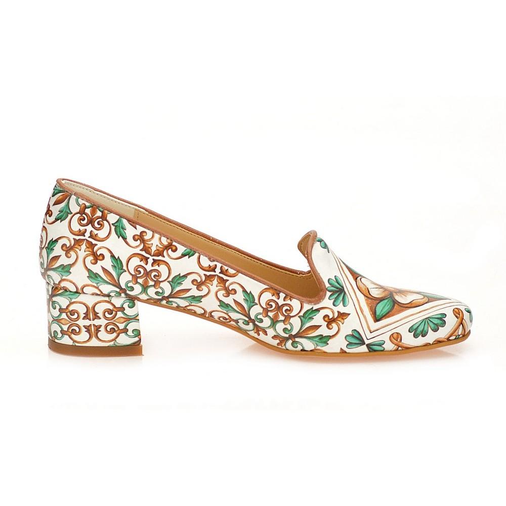 Pattern Flower Career Heel Shoes WDB107 (1421158350944)