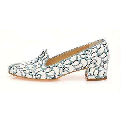Blue and White Pattern Career Heel Shoes WDB108 (1421158547552)
