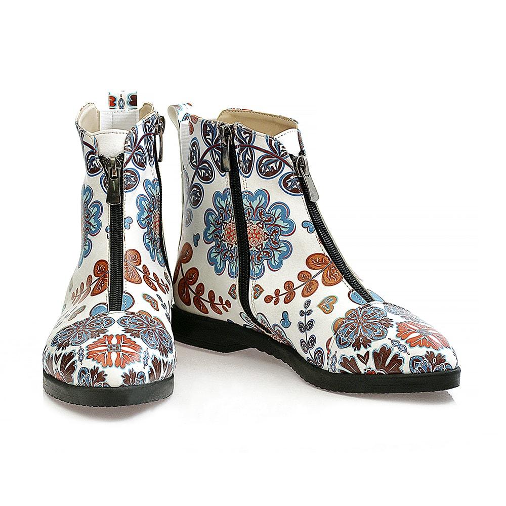 Flowers Short Boots WFER113 (1405821386848)