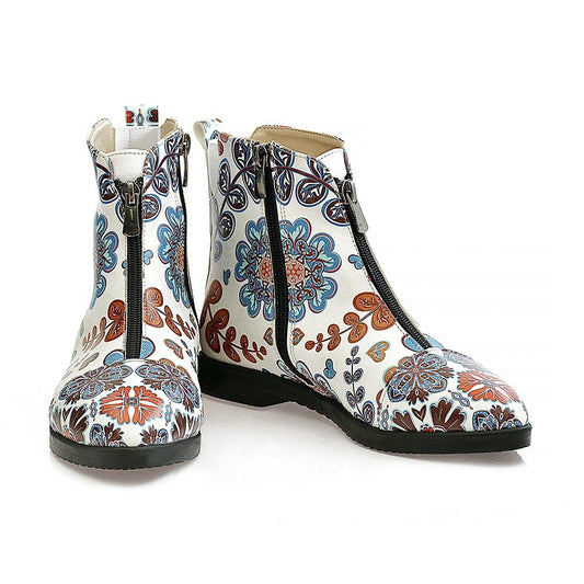 Flowers Short Boots WFER113 (1405821386848)
