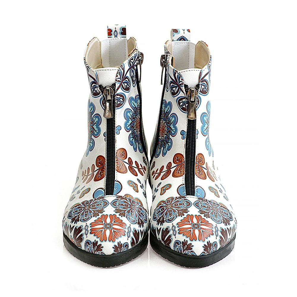 Flowers Short Boots WFER113 (1405821386848)